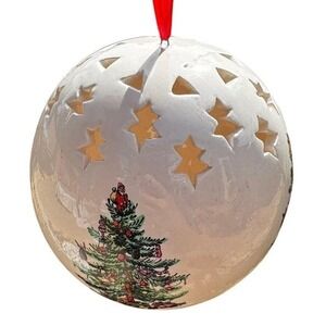 Spode Ceramic Pomander Ornament Christmas Tree Star Cutouts Holiday Ball